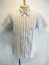 画像1: CALEE S/S STRIPE WORK SHIRT (1)