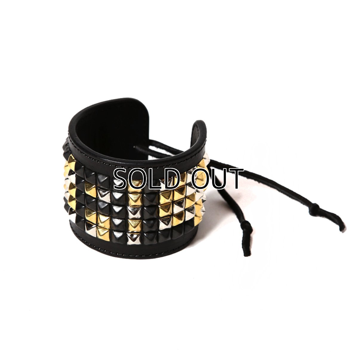 画像1: CALEE Calee Studs Leather Bangle (1)