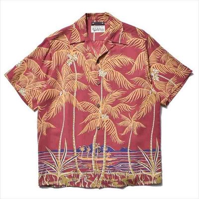 画像1: WACOKO MARIA x MINEDENIM Palm Tree Hawaian Shirt (ハワイアンシャツ)