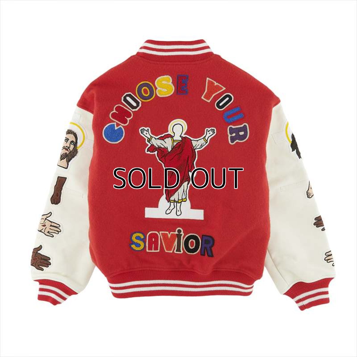 画像2: ©SAINT Mxxxxxx x DENIM TEARS Stadium jacket Red (スタジャン) (2)