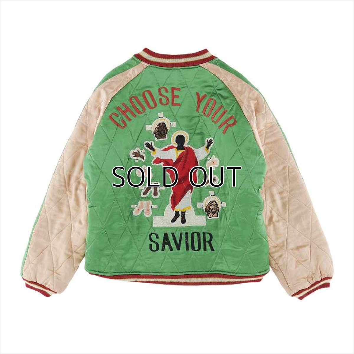 画像2: ©SAINT Mxxxxxx x DENIM TEARS Reversible Sukajacket Green Pink (スーベニアジャケット) (2)