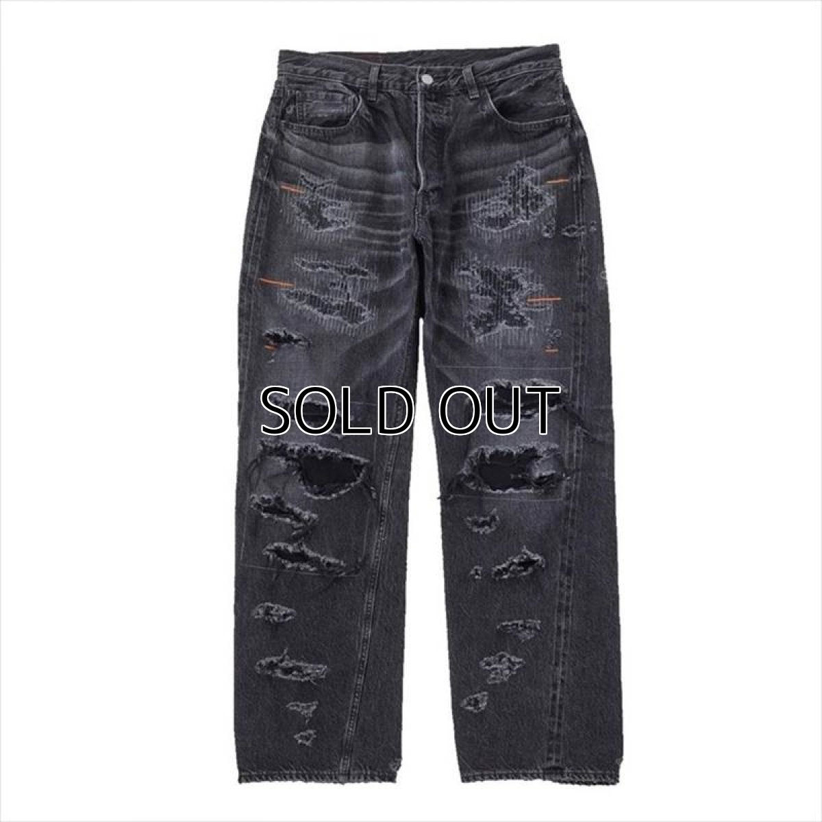 画像1: ALWAYS OUT OF STOCK Crashed Hard Wash Straight Denim Pants (1)