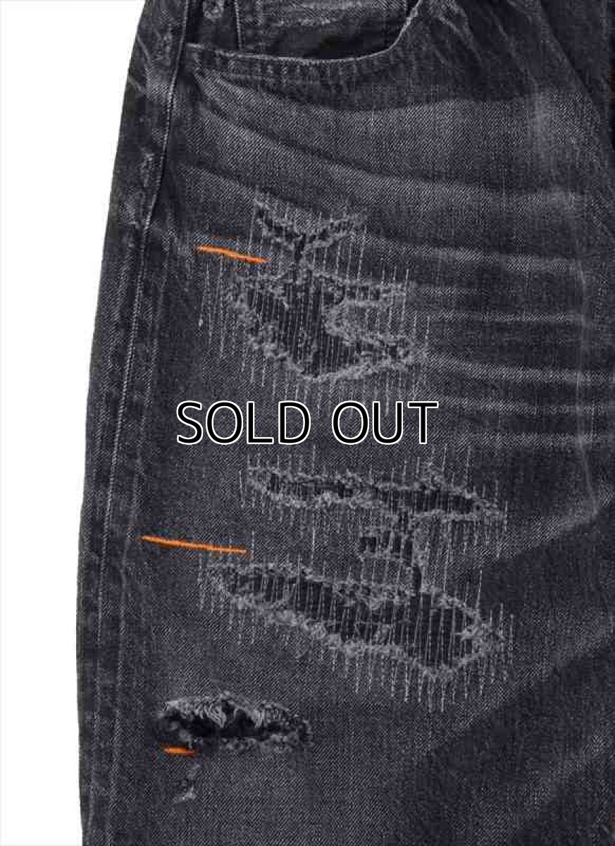 画像4: ALWAYS OUT OF STOCK Crashed Hard Wash Straight Denim Pants (4)
