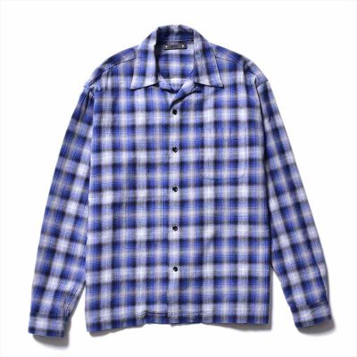 画像1: MINEDENIM V.Nep Check Flannel Open Collar Shirt