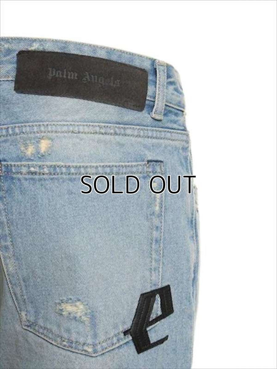 画像4: PALM ANGELS Leather Logo Patch Classic 5 Pockets Denim Pants (4)
