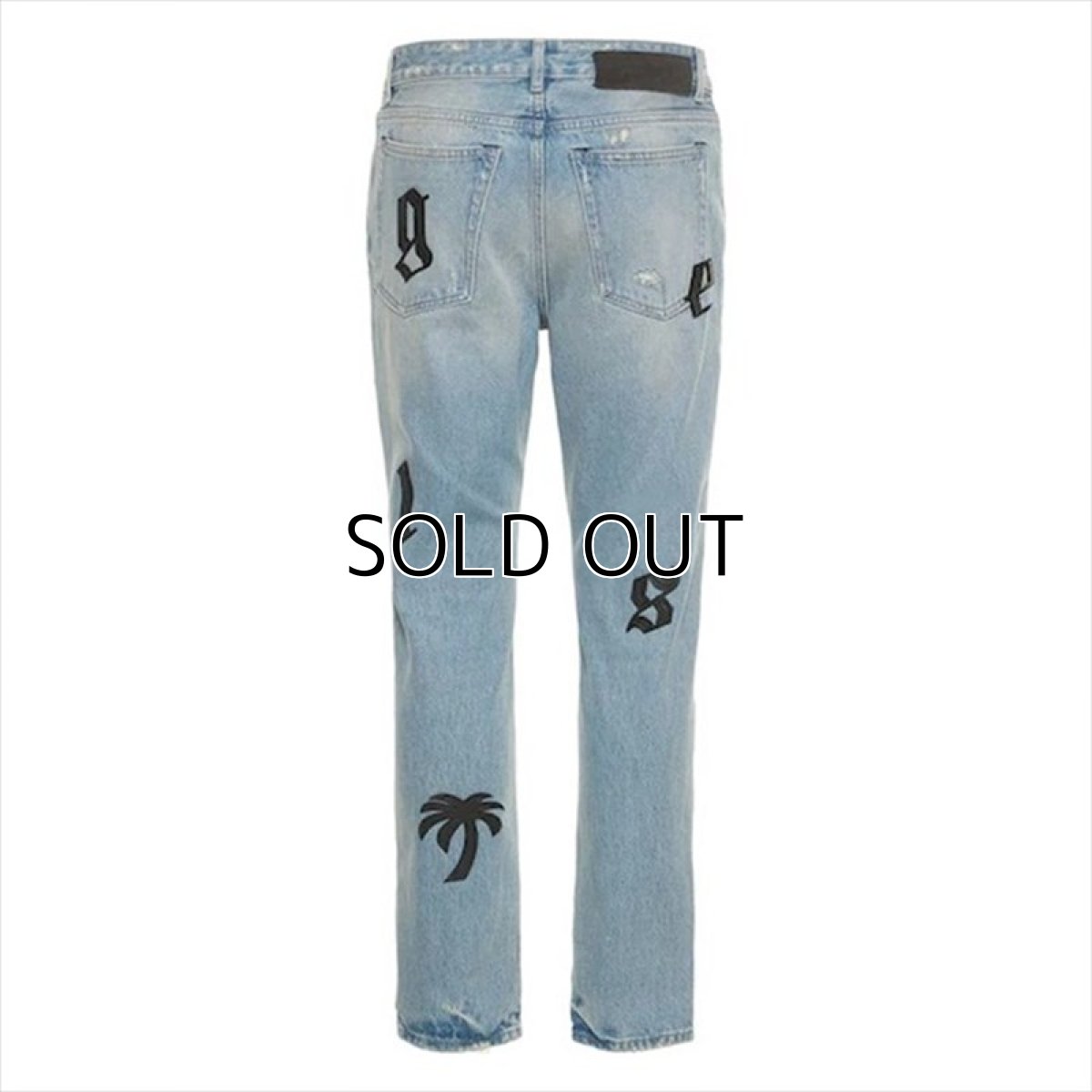 画像2: PALM ANGELS Leather Logo Patch Classic 5 Pockets Denim Pants (2)