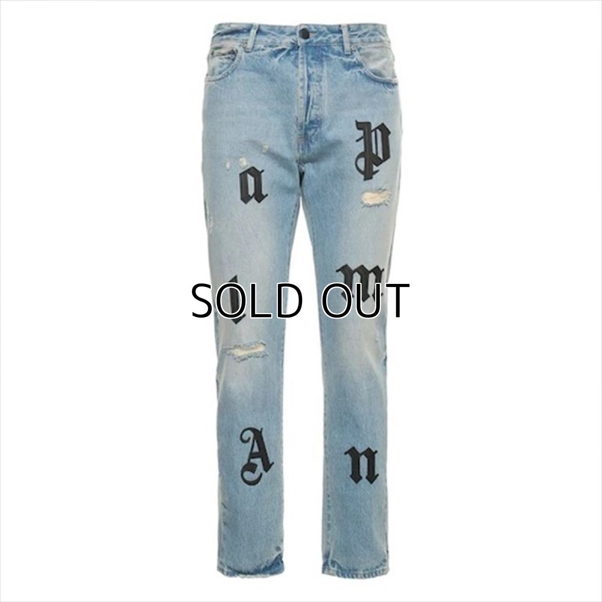 画像1: PALM ANGELS Leather Logo Patch Classic 5 Pockets Denim Pants (1)