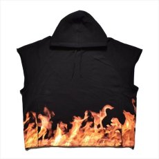 画像1: MINEDENIM Fire Pattern Cutoff Sleeve Big Hoodie (カットオフパーカー) (1)