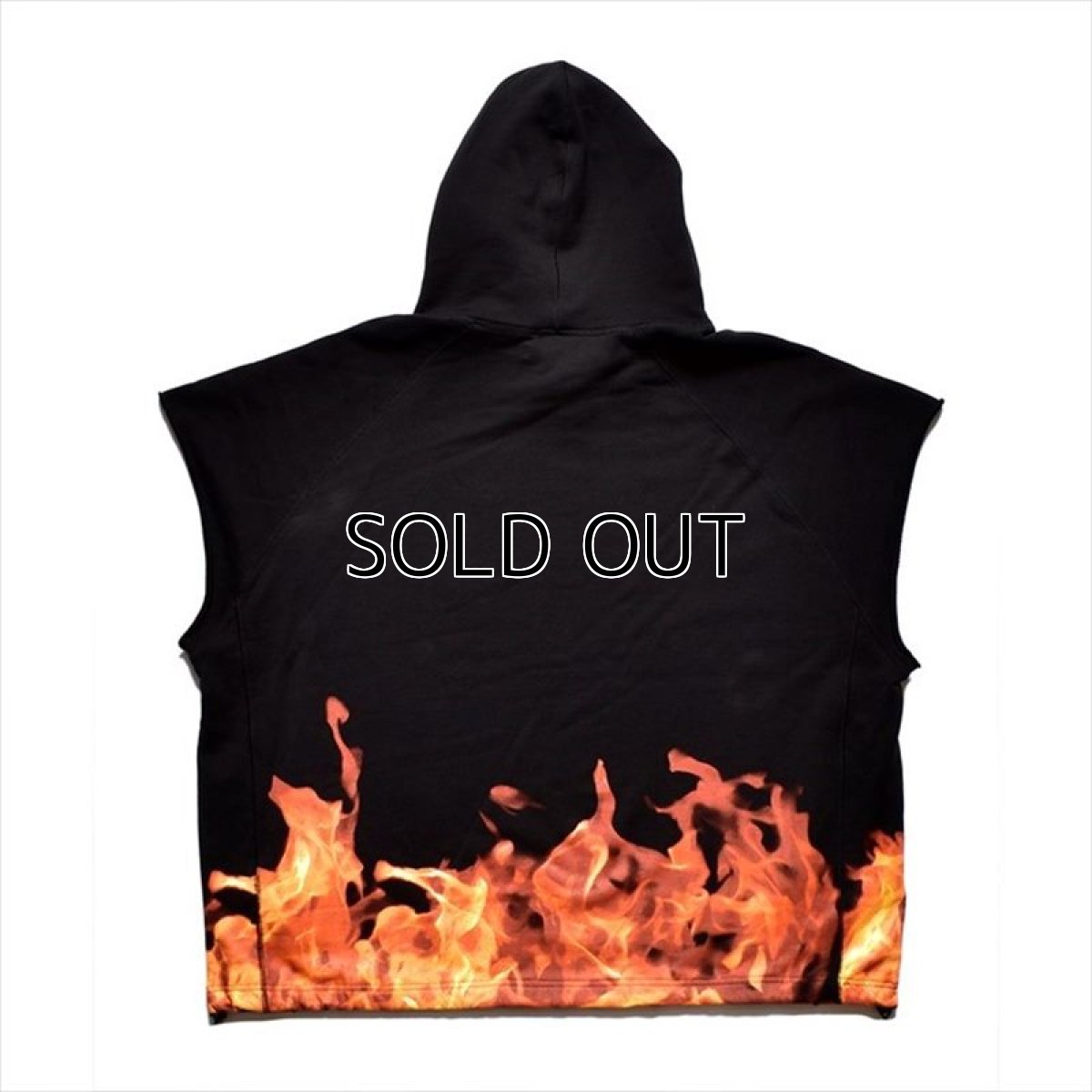 画像4: MINEDENIM Fire Pattern Cutoff Sleeve Big Hoodie (カットオフパーカー) (4)