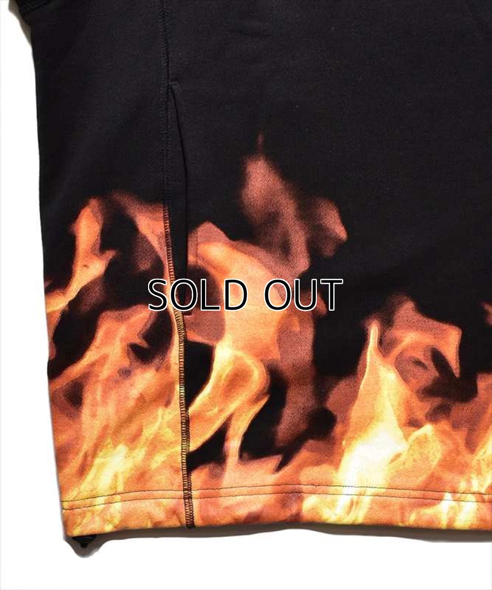 画像3: MINEDENIM Fire Pattern Cutoff Sleeve Big Hoodie (カットオフパーカー) (3)