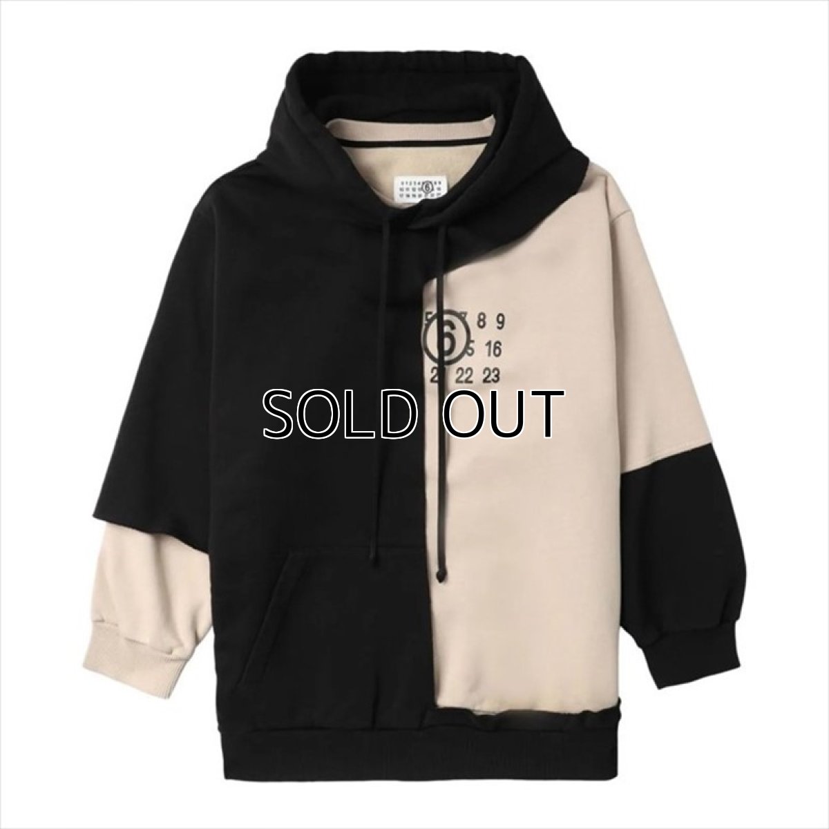 画像1: MM6 Maison Margiela Numeric Print Layered Hoodie (レイヤードパーカー) (1)