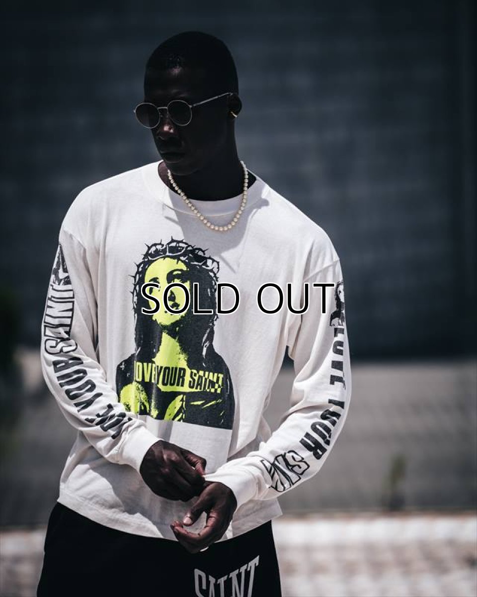 画像4: ©SAINT Mxxxxxx LS TEE LOVE UR SAINT White (ロングスリーブTシャツ) (4)