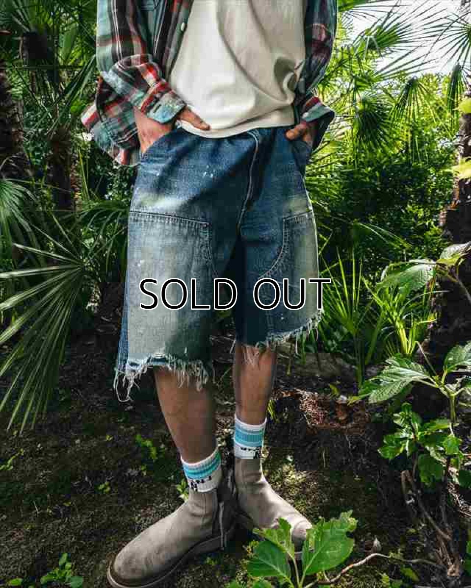 画像4: ©SAINT Mxxxxxx DOUBLE KNEE SHORTS Blue (ダブルニーデニムショーツ) (4)