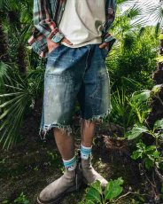 画像4: ©SAINT Mxxxxxx DOUBLE KNEE SHORTS Blue (ダブルニーデニムショーツ) (4)