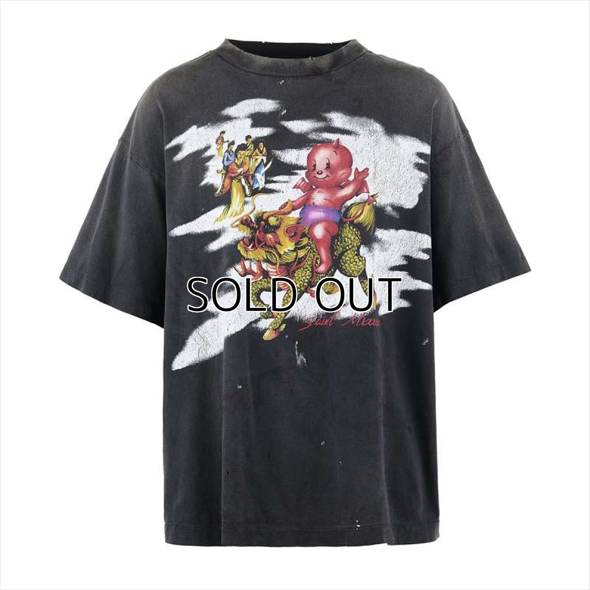 画像1: ©SAINT Mxxxxxx SS TEE DAMAGED Black (Tシャツ) (1)