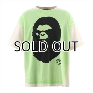 SAINT Mxxxxxx x A BATHING APE BAPE_SS TEE HANDPRINT White/Pink