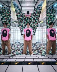 画像3: ©SAINT Mxxxxxx x A BATHING APE BAPE_SS TEE HANDPRINT White/Pink (Tシャツ) (3)