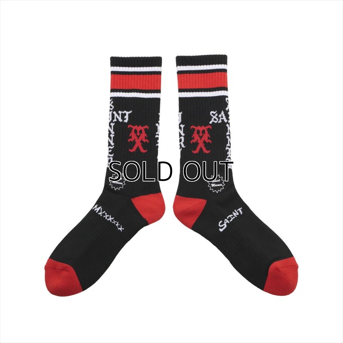 画像1: ©SAINT Mxxxxxx SOCKS SAINT SINNER Black/Red (ソックス) (1)