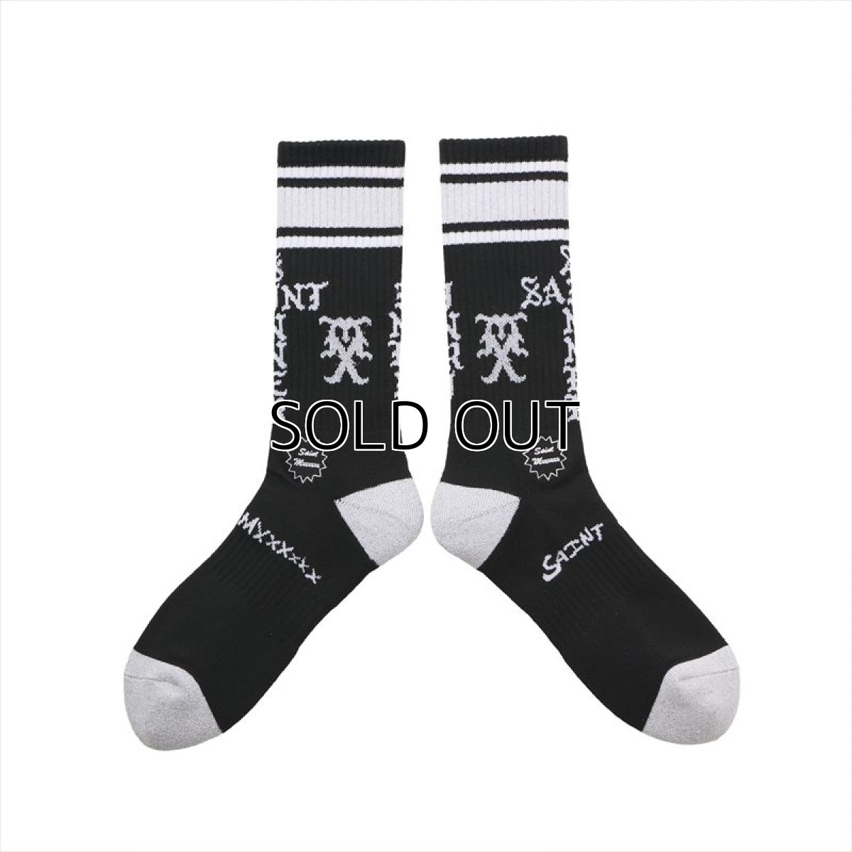 画像1: ©SAINT Mxxxxxx SOCKS SAINT SINNER Black/Gray (ソックス) (1)