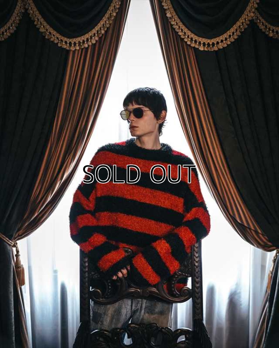 画像3: ©SAINT Mxxxxxx GLITTER BORDER Black/Red (ボーダーニットセーター) (3)