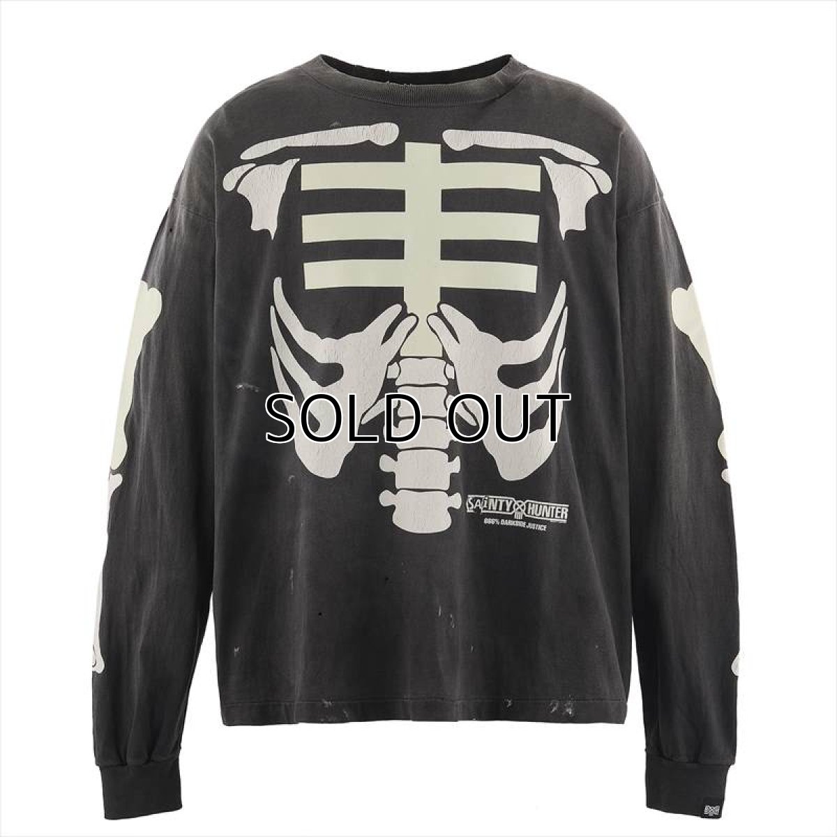 画像1: ©SAINT Mxxxxxx x BOUNTY HUNTER BH_LS T-SHIRT BONE Black (ロングスリーブTシャツ) (1)