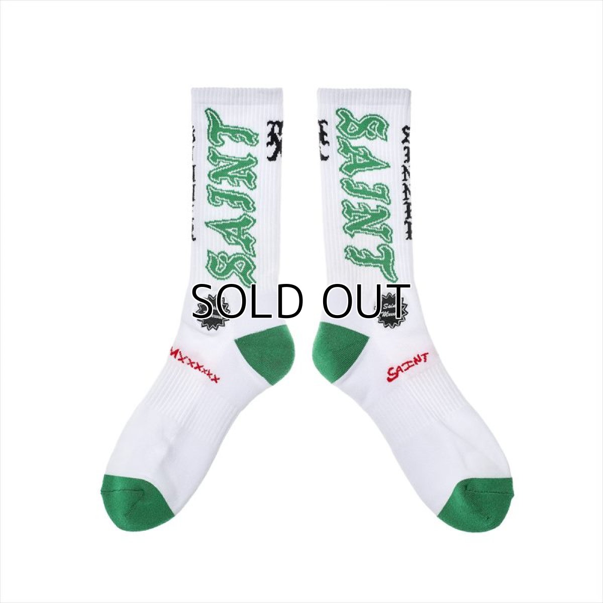 画像1: ©SAINT Mxxxxxx SOCKS SAINT White/Green (ソックス) (1)