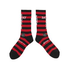 画像1: ©SAINT Mxxxxxx SOCKS BORDER Black/Red (ソックス) (1)