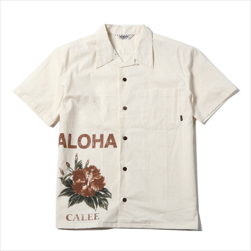 画像1: CALEE S/S Sheeting Souvenir Aloha Shirt  (1)