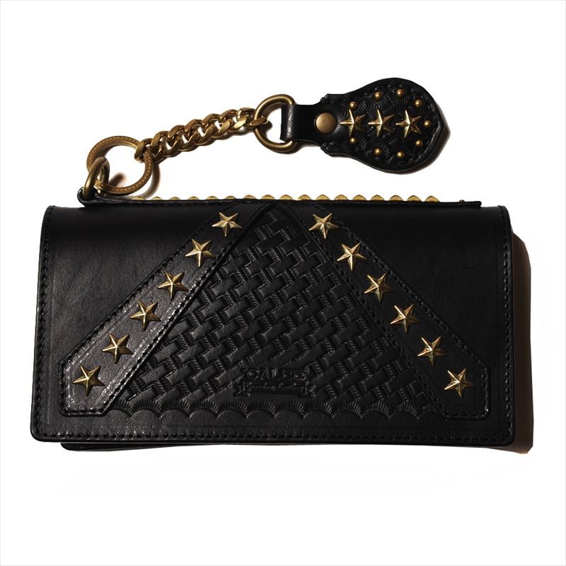 CALEE Rebel Frag Studs Leather Long Wallet CALEE Rebel Frag Studs Leather Long Wallet