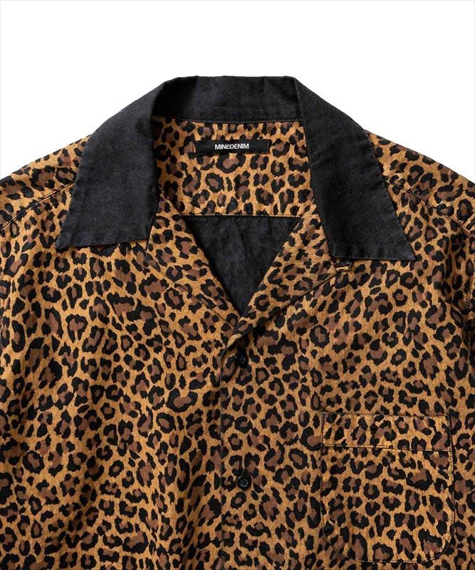 MINEDENIM Leopard S/S Open Collar SH