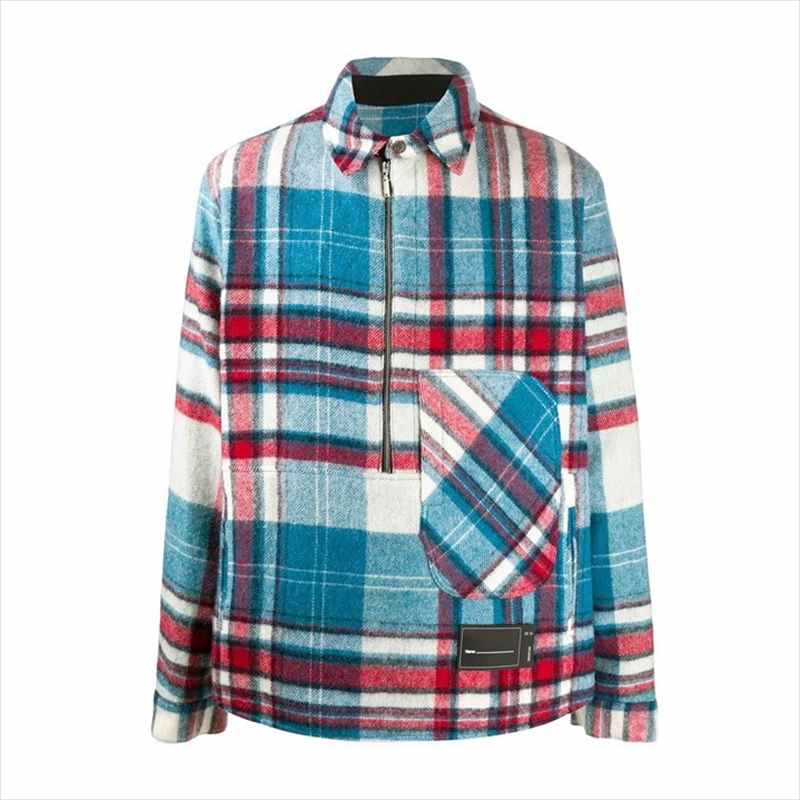 WE11DONE Blue WD Check Anorak Wool Shirt