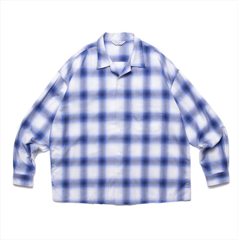 COOTIE Ombre Check Open Collar Shirt (Blue)