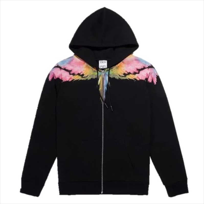 MARCELO BURLON Wings Zip Hoodie (Black/Multicolor)