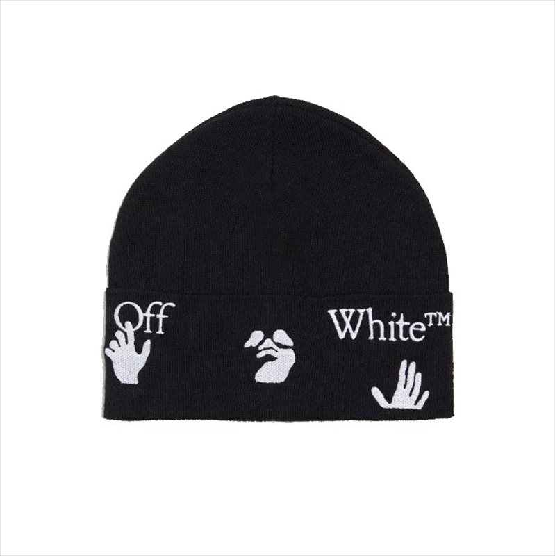 OFF-WHITE オフホワイト 21AW OW LOGO BEANIE OMLC012F21KNI001 ロゴ刺繍ニットキャップ ビーニー 帽子 ブラック