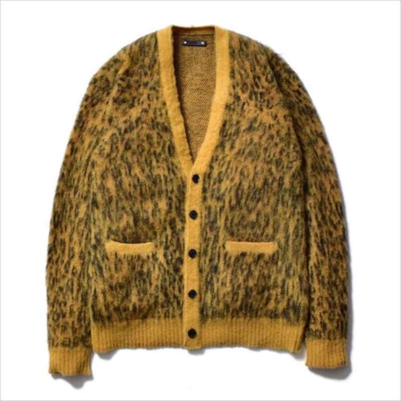 MINEDENIM Kid Mohair Leopard Knit Long Cardigan