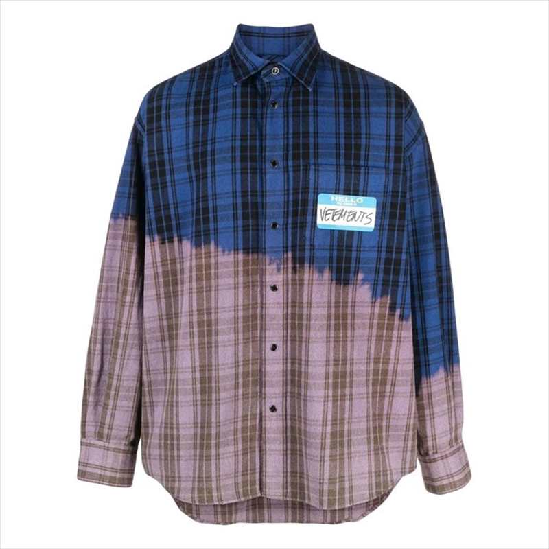 VETEMENTS Bleached My Name Is Vetements Flannel Shirt