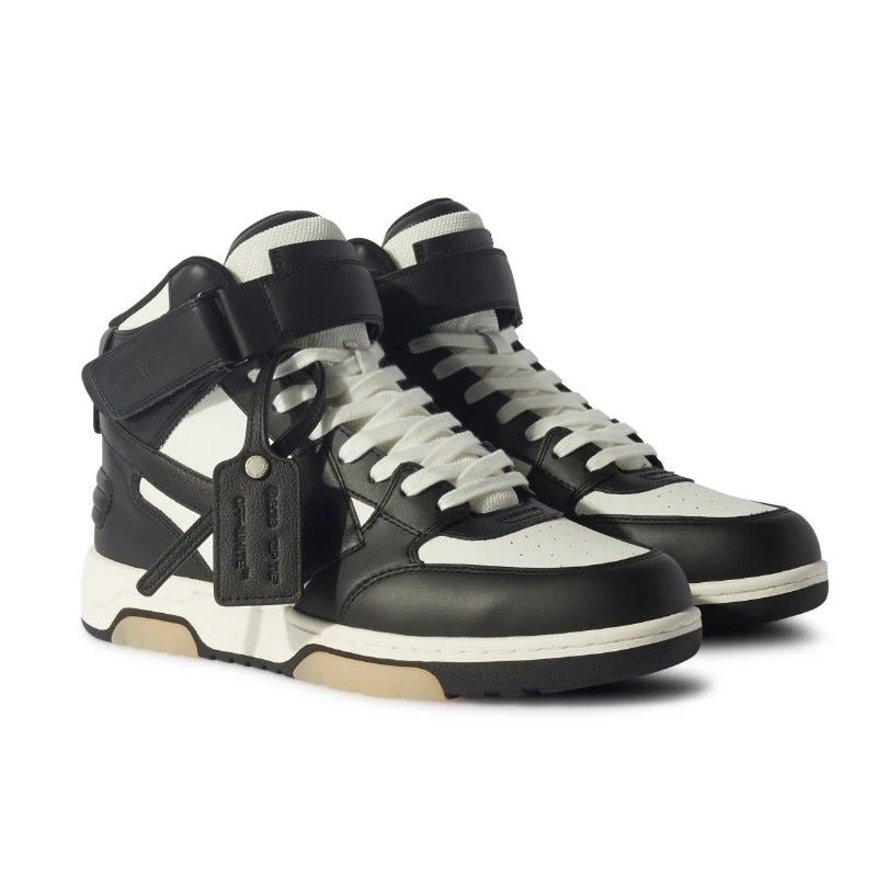 OFF-WHITE Out Of Office Mid Top Leather Sneaker (Black/White)