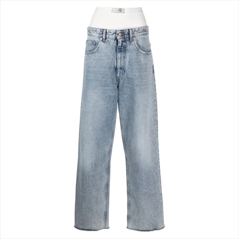 MM6 Maison Margiela Wide Leg Layered Jeans